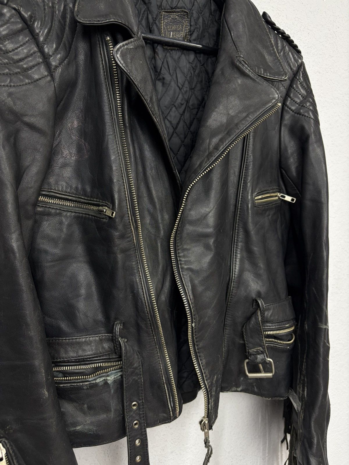 Hedi Slimane VTG Distressed Black Leather Biker Jacket Rick Owens Vibe Size US S / EU 44-46 / 1 - 15 Thumbnail