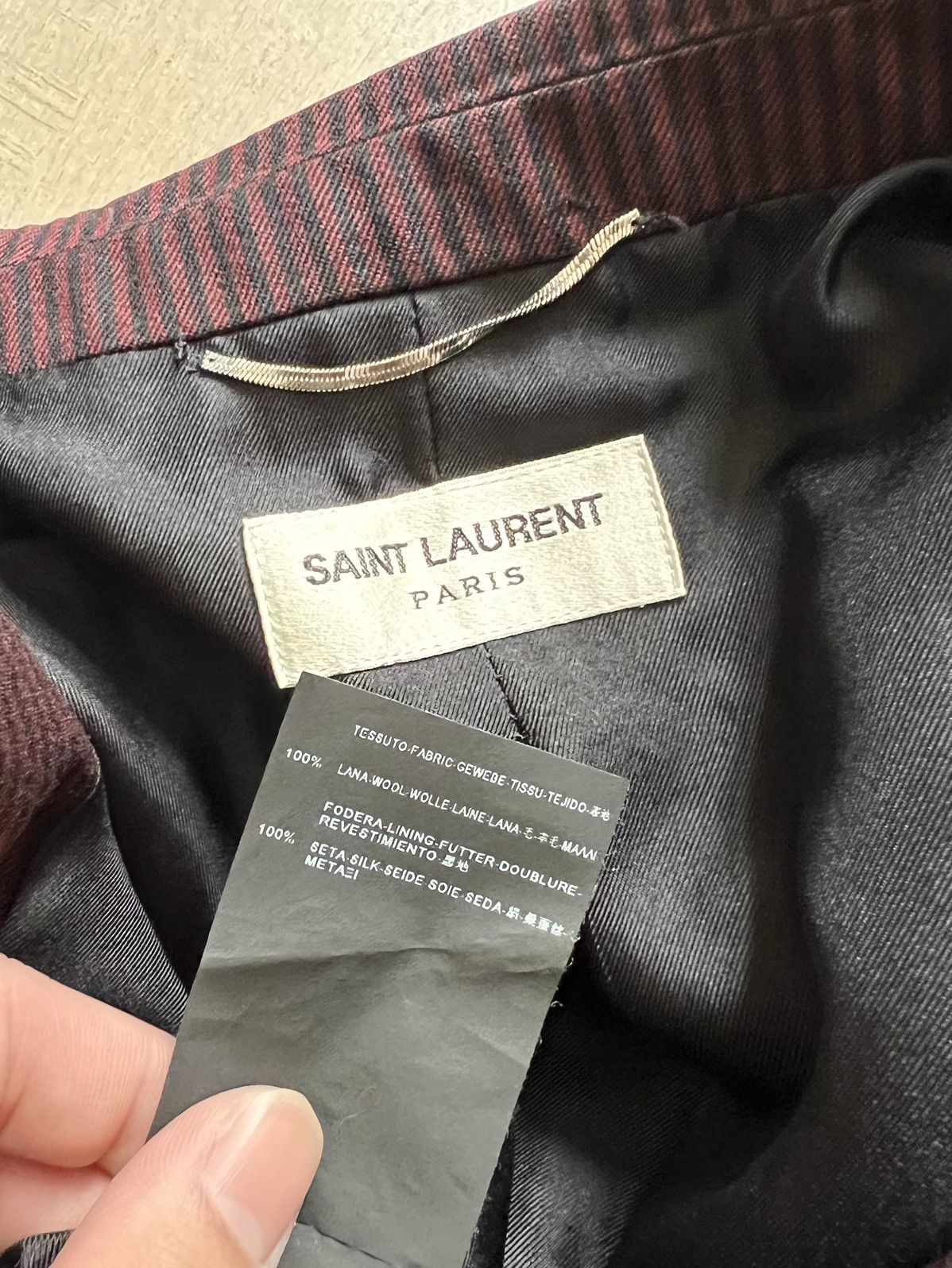 Hedi Slimane × Saint Laurent Paris 14FW Burgundy Pinstripe Blazer sz44 Size 44S - 7 Thumbnail