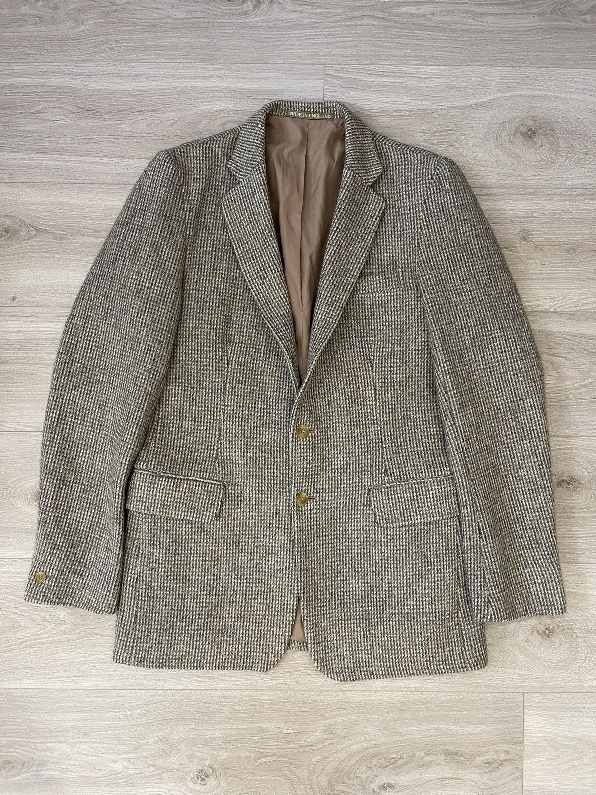 Harris Tweed 🔥Harris tweed wool blazer beige sport coat jacket 40L Size 40L - 13 Thumbnail