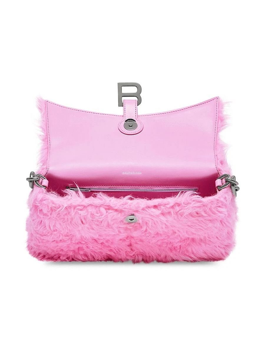 Balenciaga o1mt1gz0924 Size: OS / Fake Fur Downtown Shoulder Bag Pink Size ONE SIZE - 4 Thumbnail