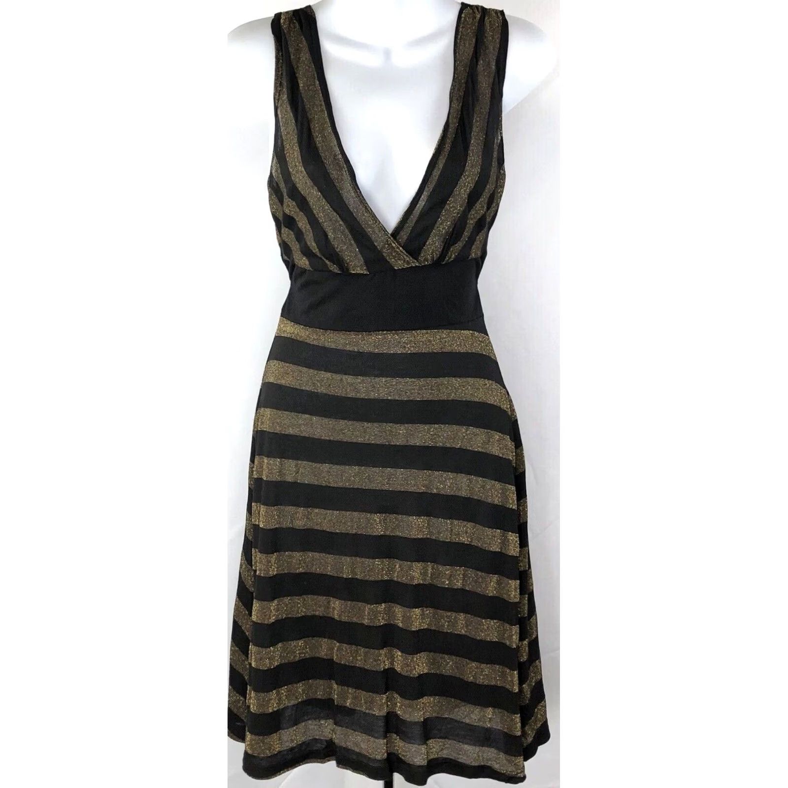 Vintage Say Anything Midi Tank Dress M Blk Glitter Sleeveless Surplice Glam Party NWT Size M / US 6-8 / IT 42-44 - 2 Thumbnail