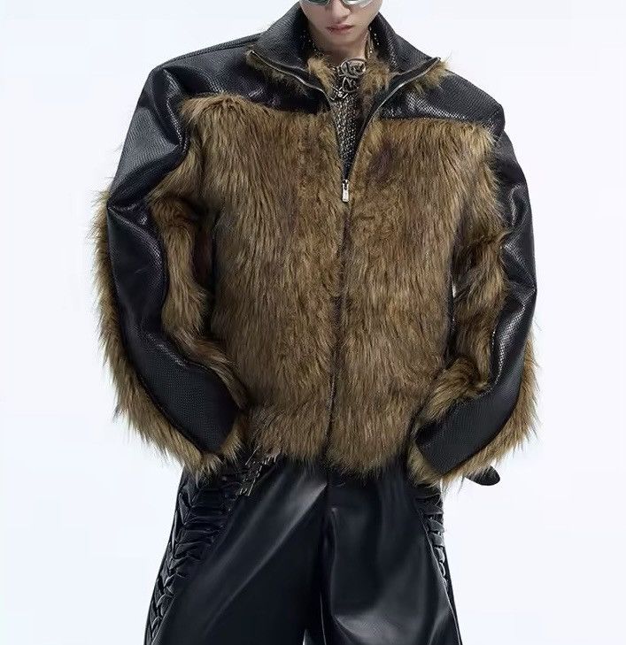 Other Design Streetwear Patchwork Leather Faux Fur Zipper Jacket Size US L / EU 52-54 / 3 - 3 Thumbnail