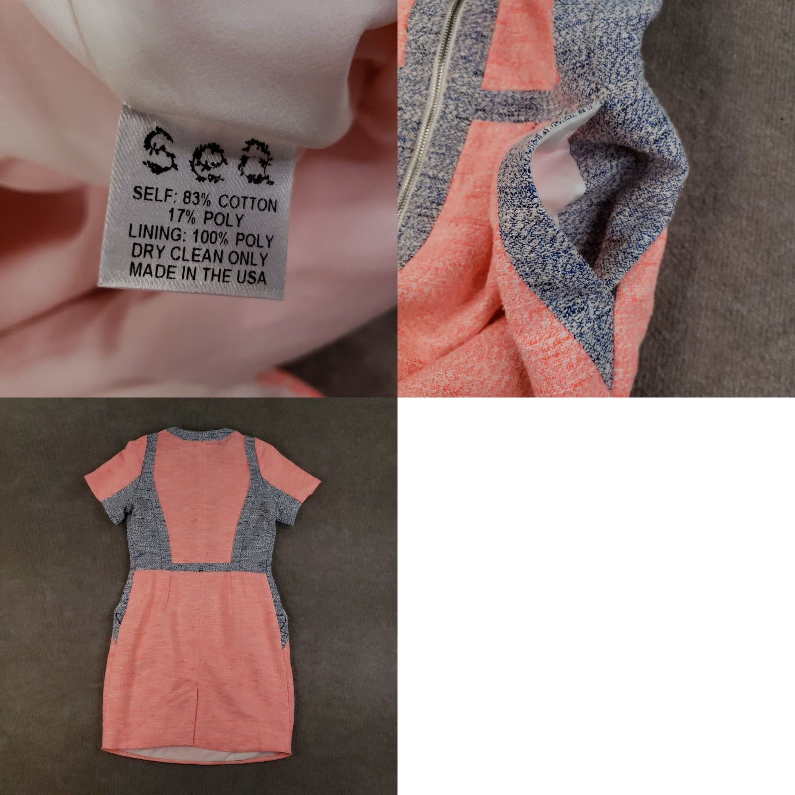 Boden Sea Dress New York Women Size 6 Orange Gray Shift Short Sleeve Front Zipper Size 28" / US 6 / IT 42 - 8 Thumbnail