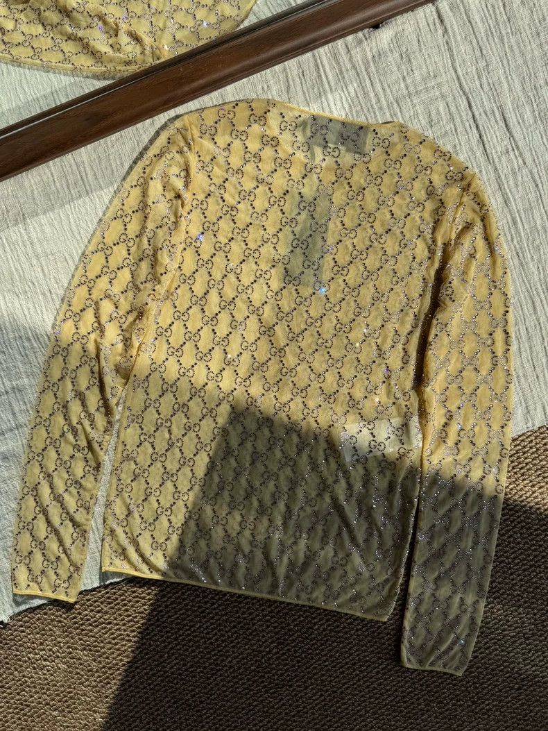 Gucci Gucci Double G crystal tulle round neck long sleeves Size XXS / US 00 / IT 34 - 2 Thumbnail