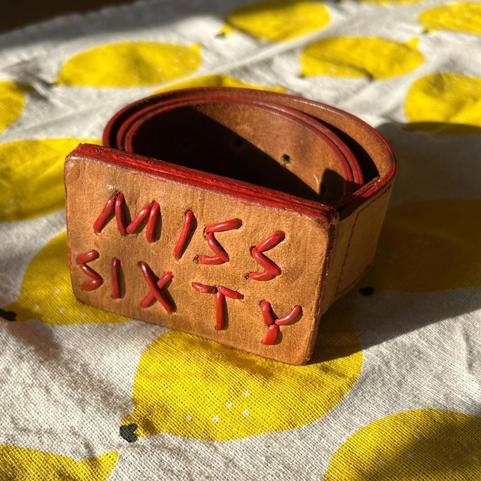 Miss Sixty Miss Sixty Genuine Leather Tan Belt with embroidered patch Size ONE SIZE - 5 Thumbnail