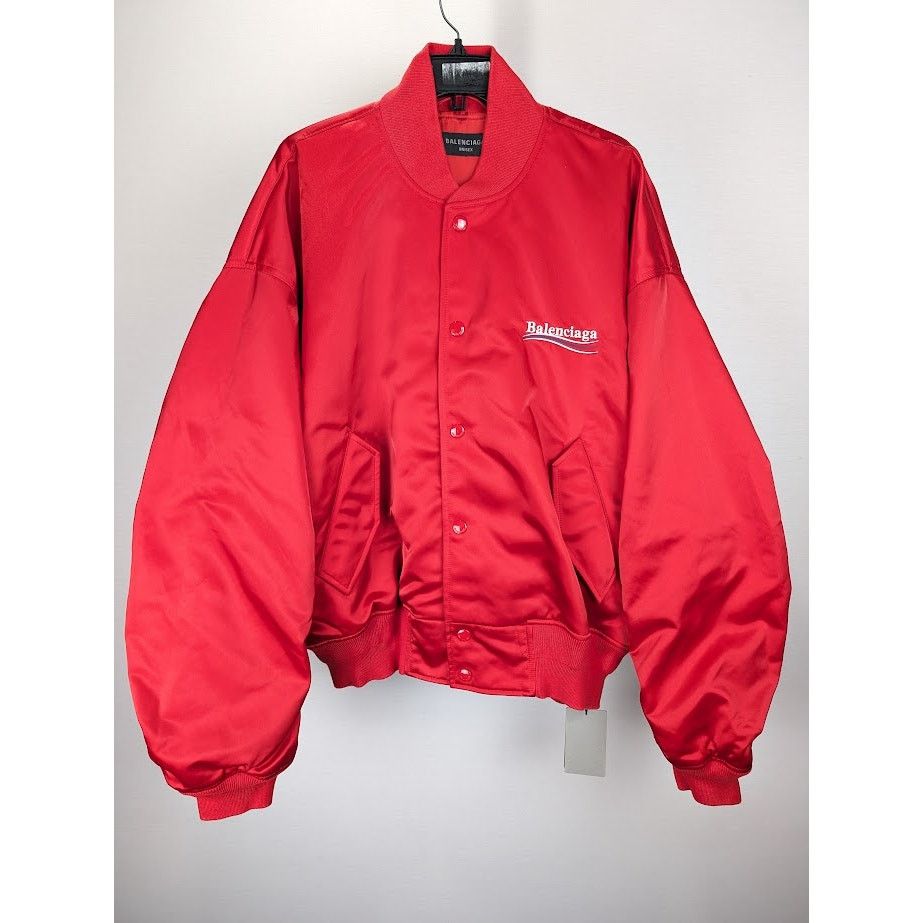 Balenciaga o1rshd1 Oversize Bomber Jacket in Red Size US S / EU 44-46 / 1 - 2 Thumbnail