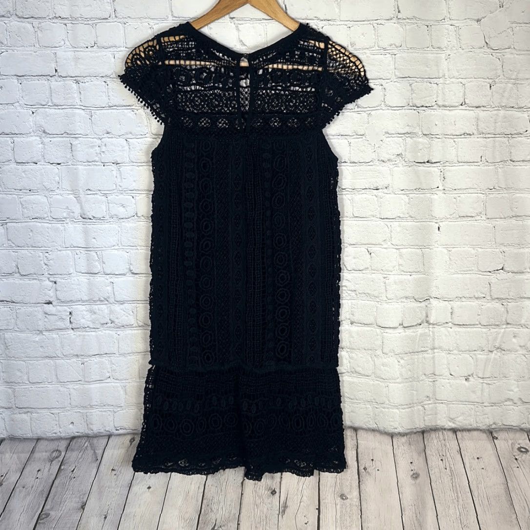 Anthropologie Anthropologie Maeve Dress XS Black Crocheted Lace Lined Party Size XS / US 0-2 / IT 36-38 - 5 Thumbnail