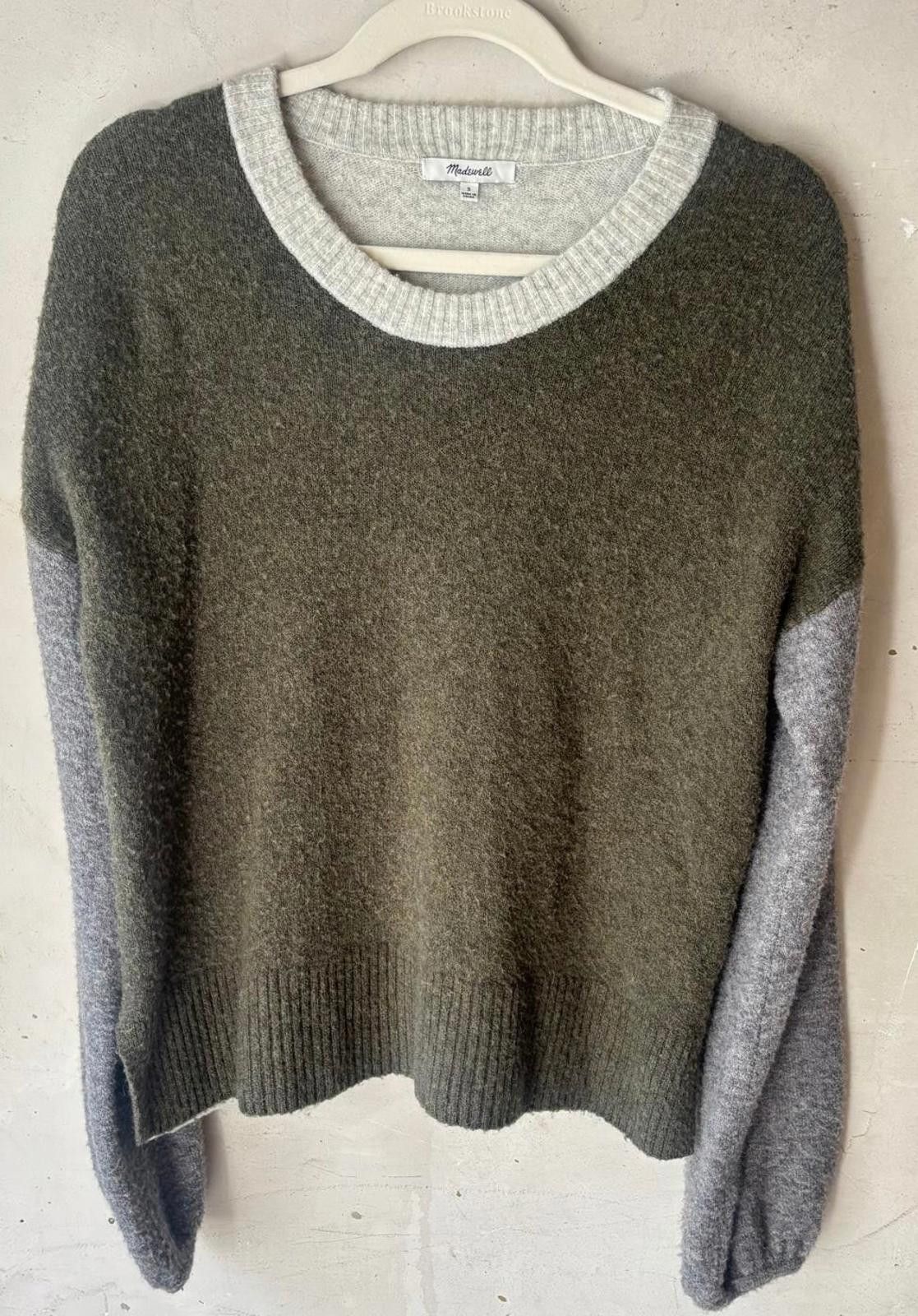 Madewell Madewell Colorblock Sweater in Olive and Gray Size S / US 4 / IT 40 - 2 Thumbnail