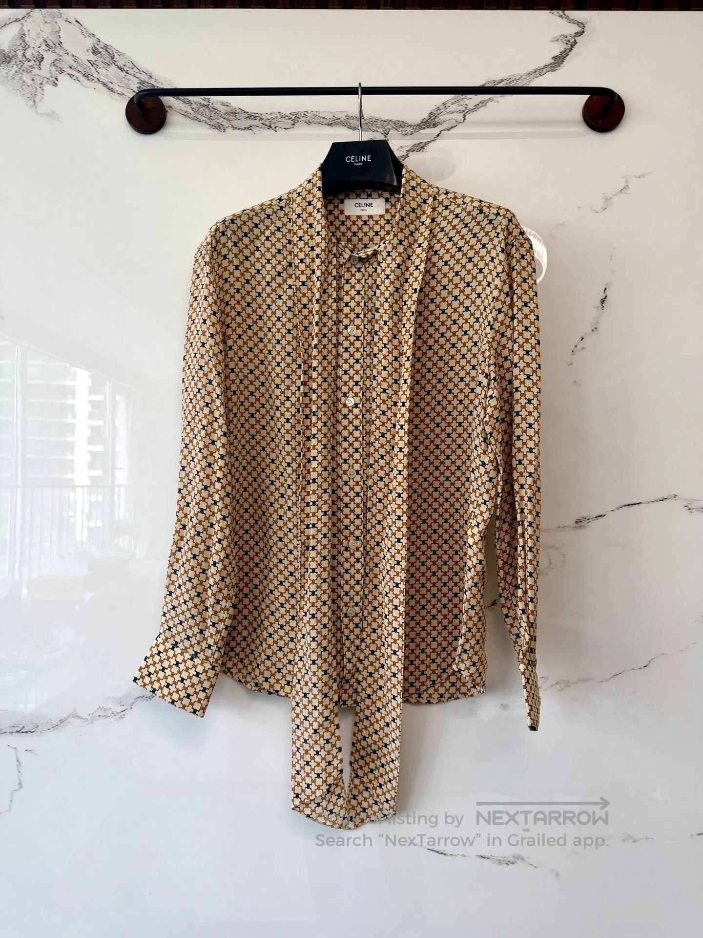 Celine celine printed silk tie front shirt. Size M / US 6-8 / IT 42-44 - 1 Thumbnail