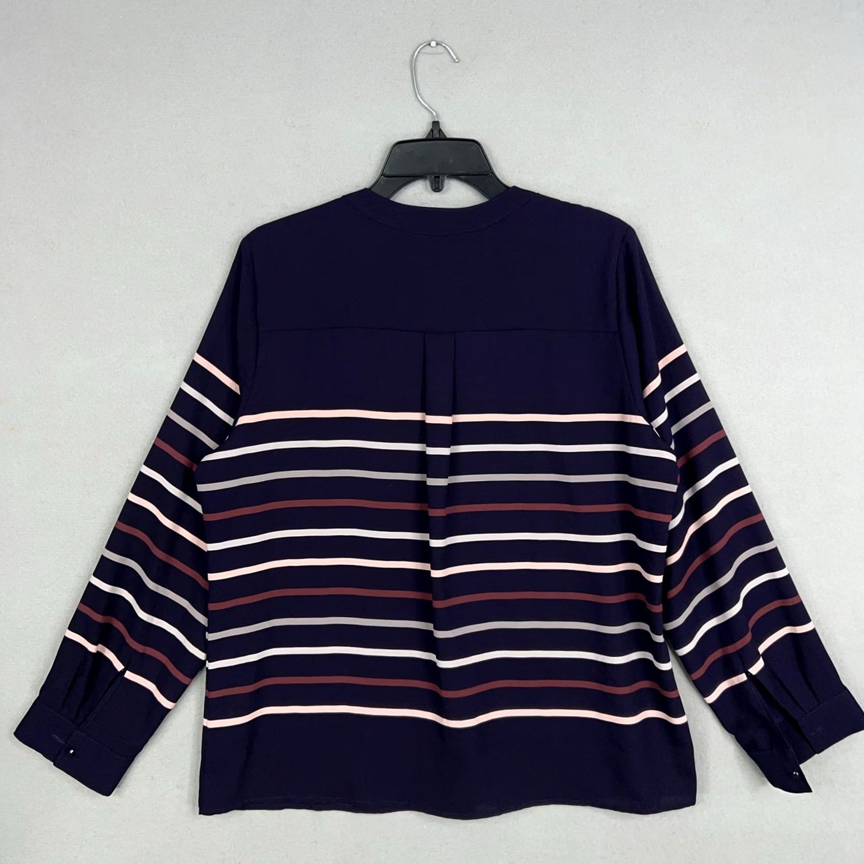 Vintage 41 Hawthorn Womens Large Purple Stripe Blouse Size L / US 10 / IT 46 - 5 Thumbnail