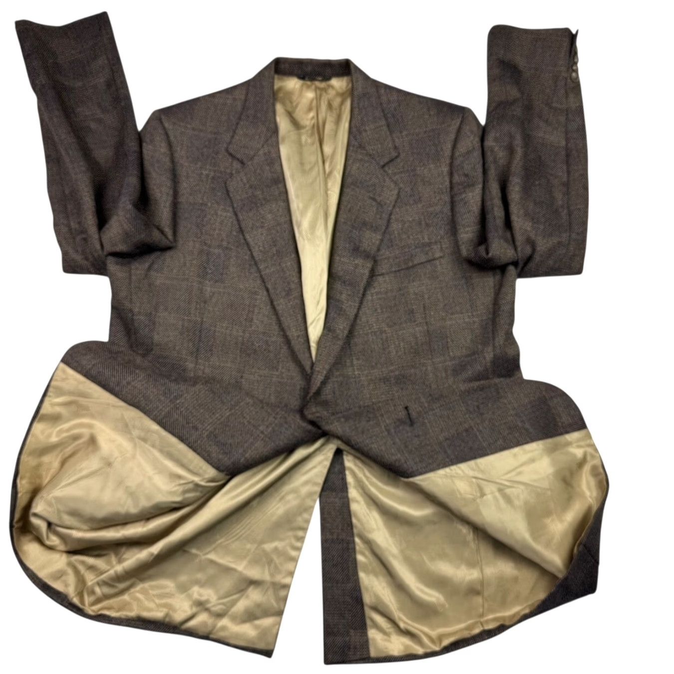 Lanvin VINTAGE Lanvin Blazer Jacket Wool Tweed Brown 46L Men's Wool Blazer - Lanvin Two Button Single-Breasted Notch Lapel, Regular, Long Fit Mens Size 46R - 3 Thumbnail