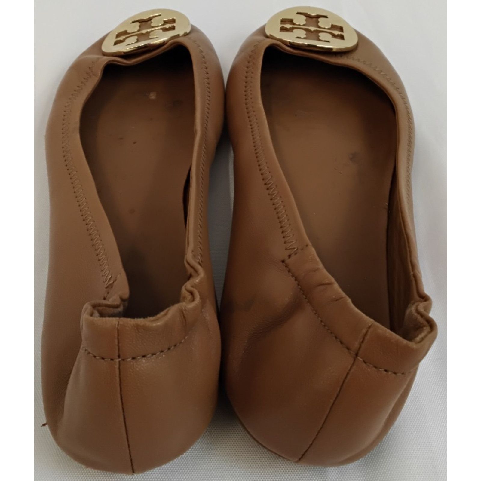 Tory Burch Tory Burch Reva Ballet Flats Women's 7 Brown Leather w/ Gold Size US 7 / IT 37 - 6 Thumbnail