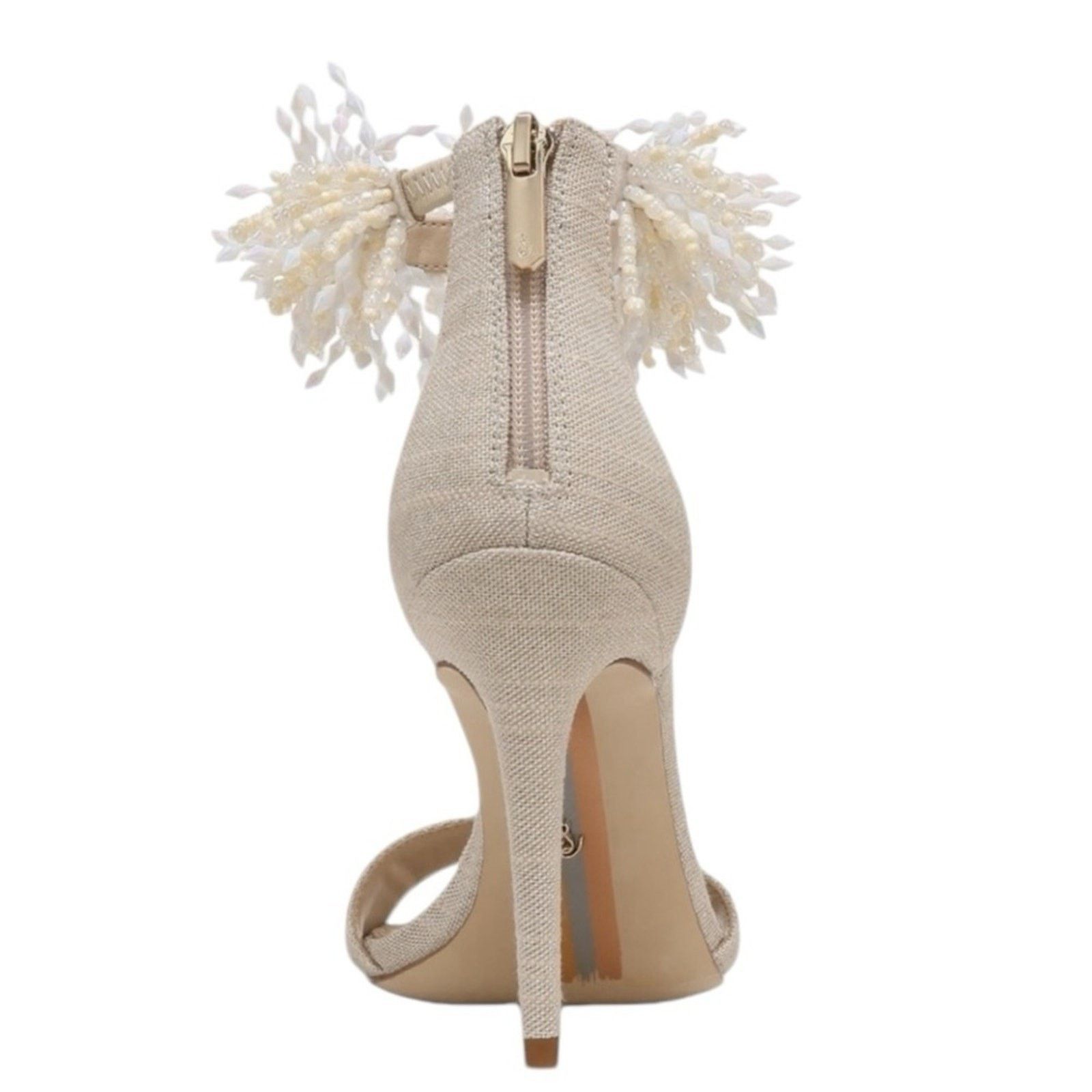 Sam Edelman Sam Edelman Gillie Sand Linen Beaded Heels Womens Size 8 Size US 8 / IT 38 - 6 Thumbnail