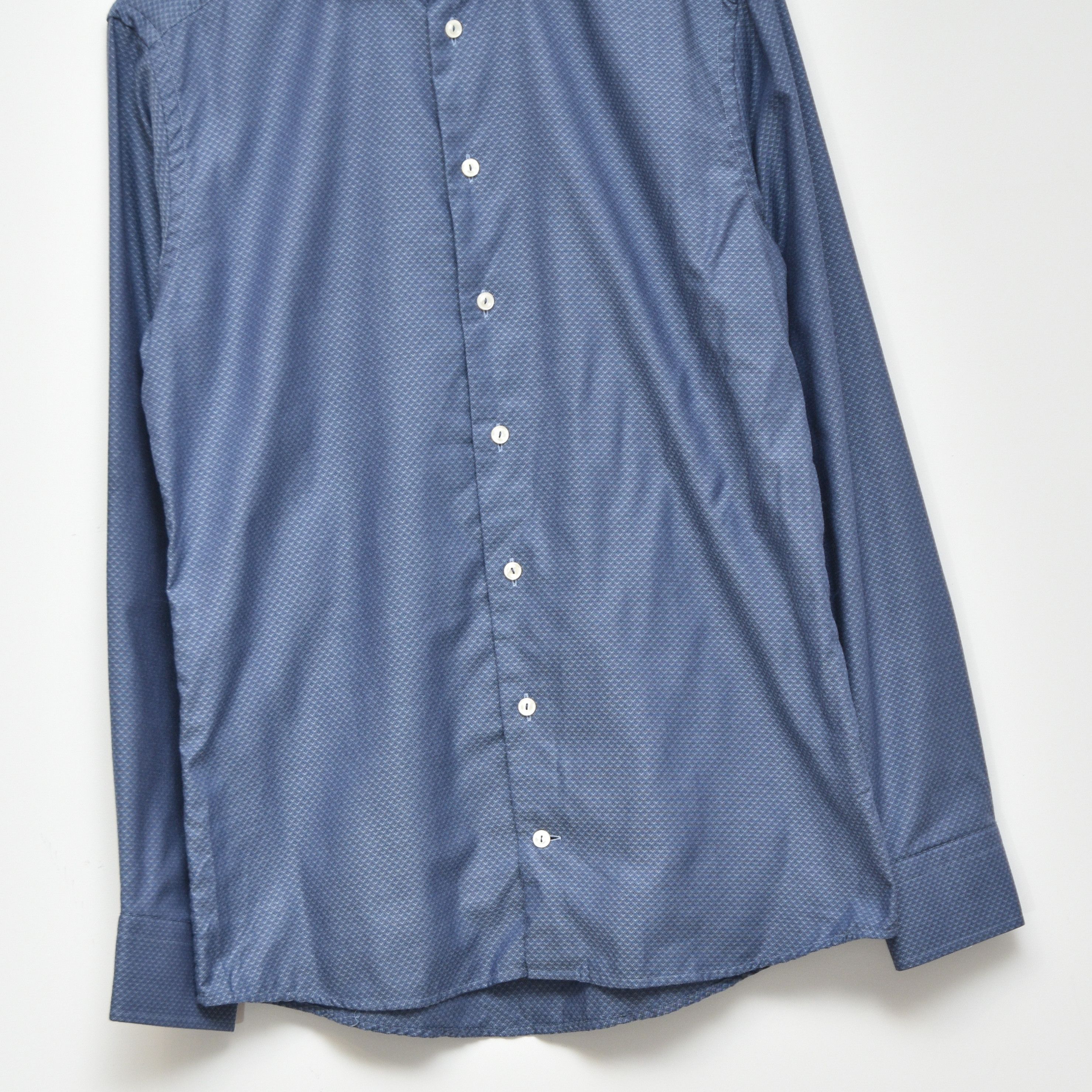 Eton ETON Slim Fit Shirt Blue Micro Geometric Pinpoint Size 39 / Size US M / EU 48-50 / 2 - 4 Thumbnail