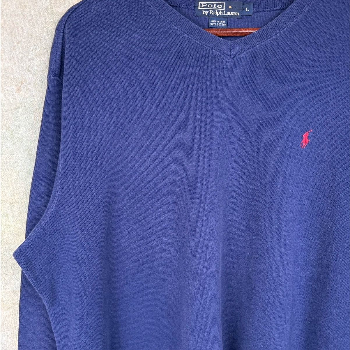 Polo Ralph Lauren × Vintage VTG 90s Polo Ralph Lauren Knit Sweater Sz L Navy Blue Size US L / EU 52-54 / 3 - 8 Thumbnail