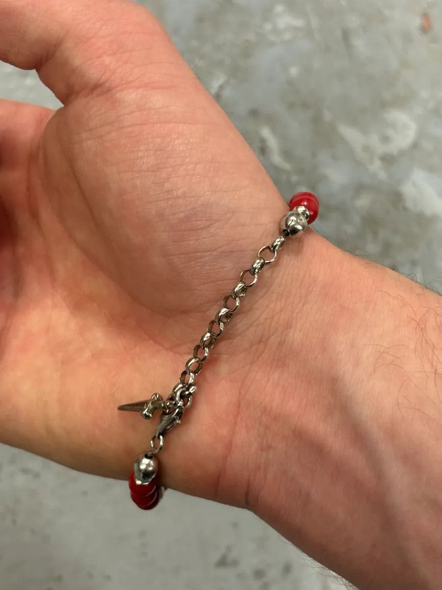 Vintage Cesare Paciotti Red Beaded Cross Charm Bracelet Size ONE SIZE - 4 Thumbnail