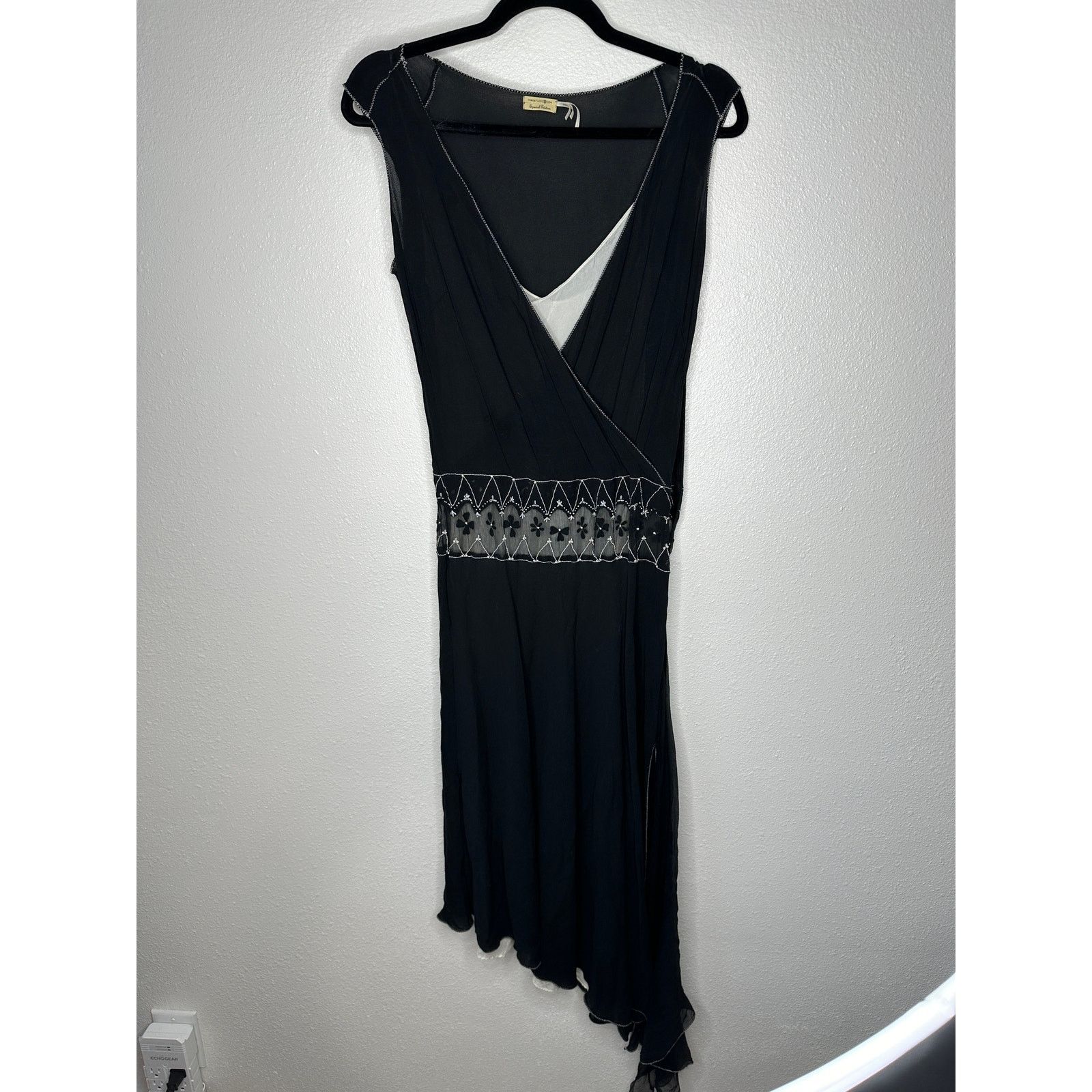 Other Max Studio Special Black Ivory Sheer Silk Embroidered Dress Size S / US 4 / IT 40 - 3 Thumbnail
