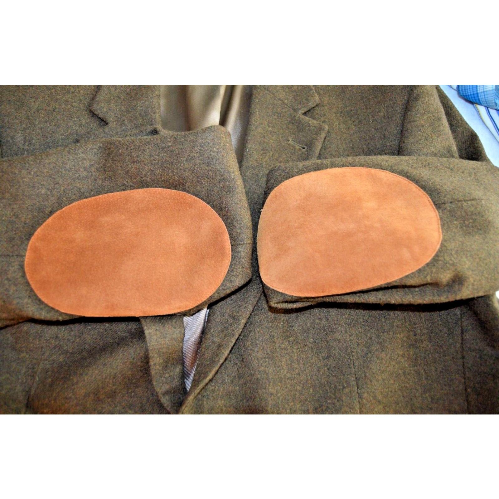 Oscar De La Renta Oscar de la Renta Men's Blazer Wool 2 Button Size 44L Leather Elbow Patches Notch Lapel Brown Classic Vintage? (No vintage) Size 44R - 4 Thumbnail