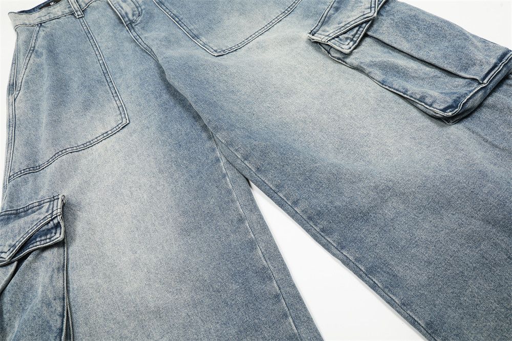 Jean Distressed men's washed multi-pocket cargo scimitar jeans Size US 32 / EU 48 - 5 Thumbnail