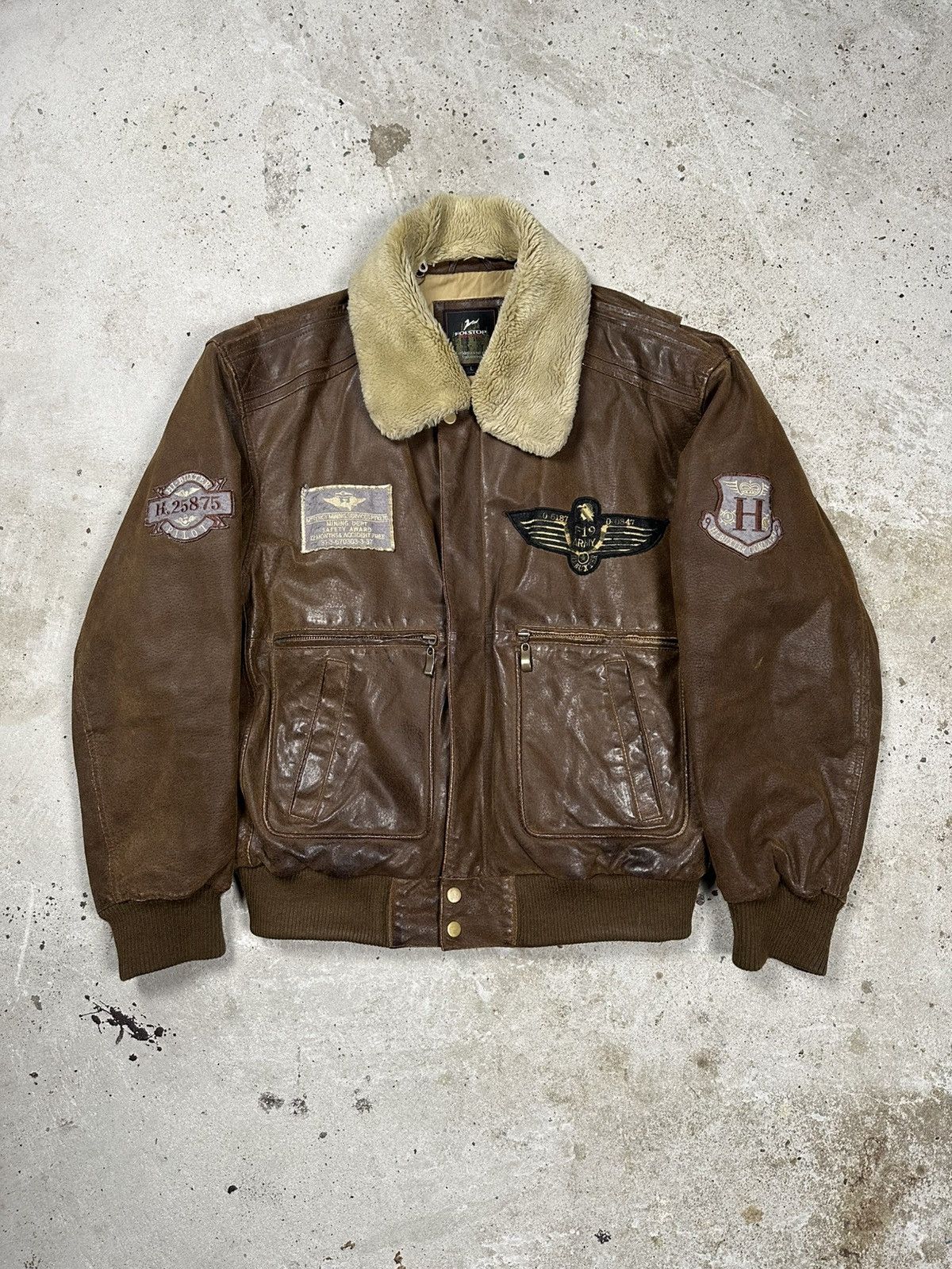 Genuine Leather × Vintage Vintage Y2K Top Gun A2 Flyers Brown Bomber Leather Jacket Size US L / EU 52-54 / 3 - 1 Thumbnail