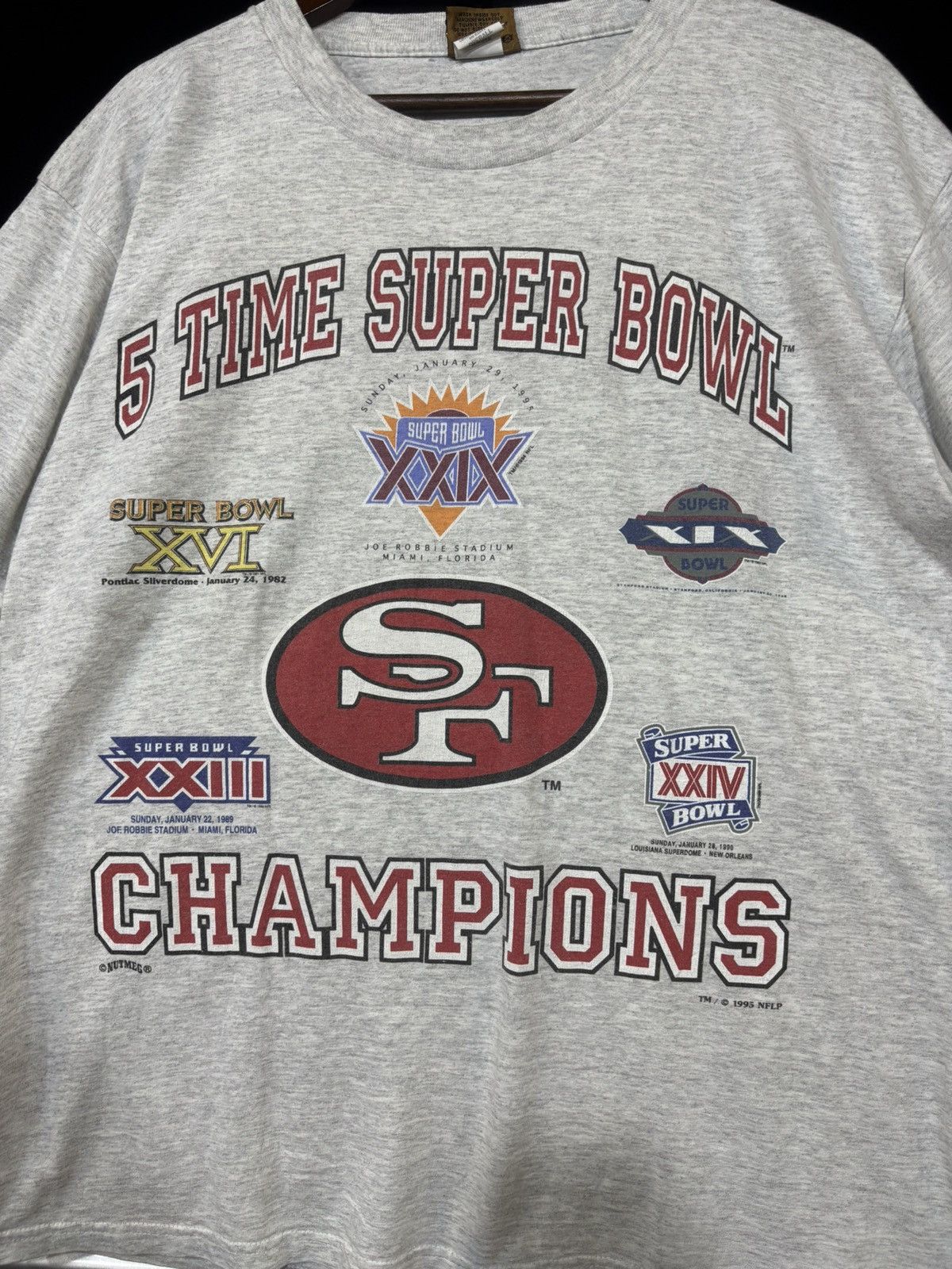 Nutmeg Vintage 1995 5time super bowl tshirt Size US L / EU 52-54 / 3 - 3 Thumbnail