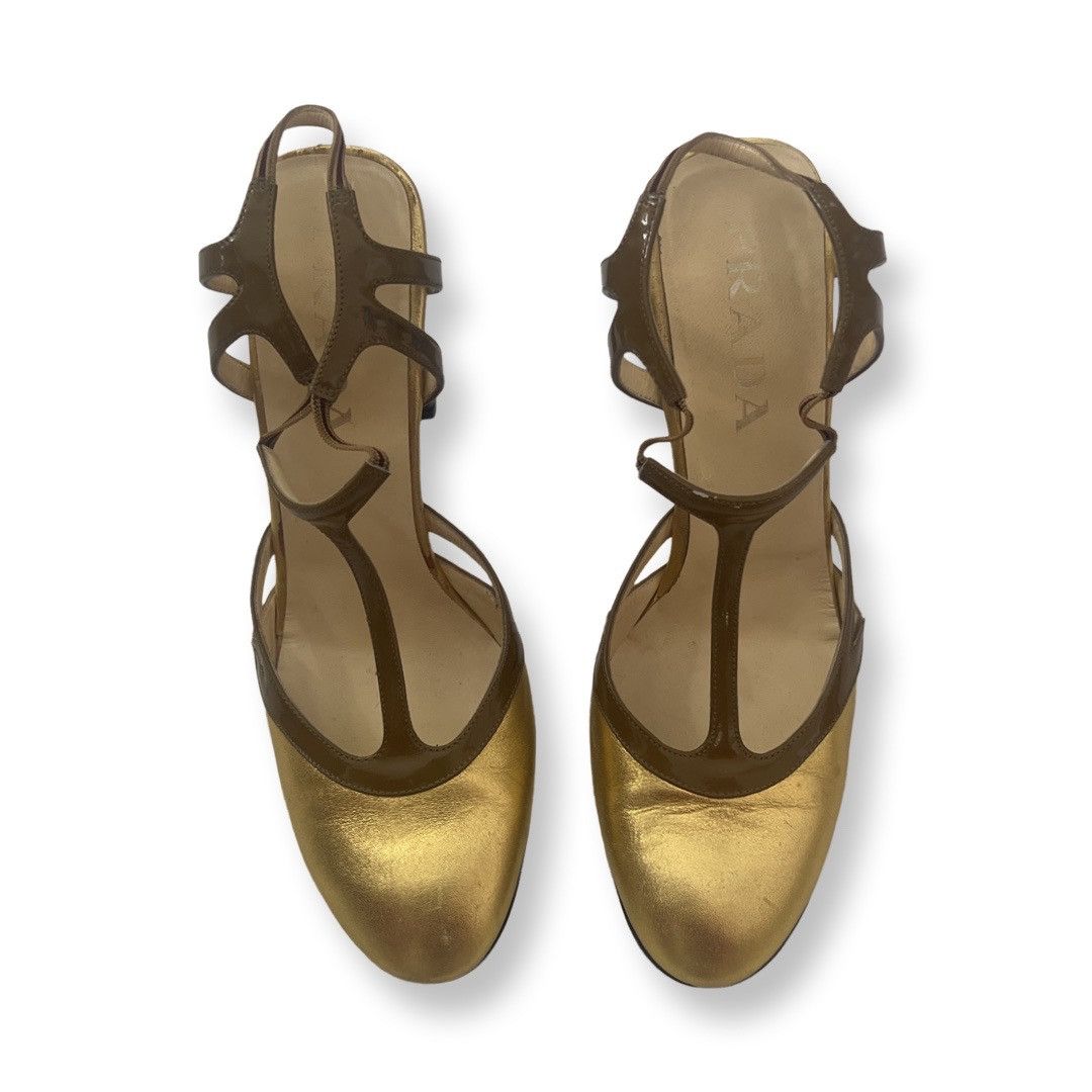 Prada Prada Gold vintage heels size 38 Size US 8 / IT 38 - 1 Thumbnail