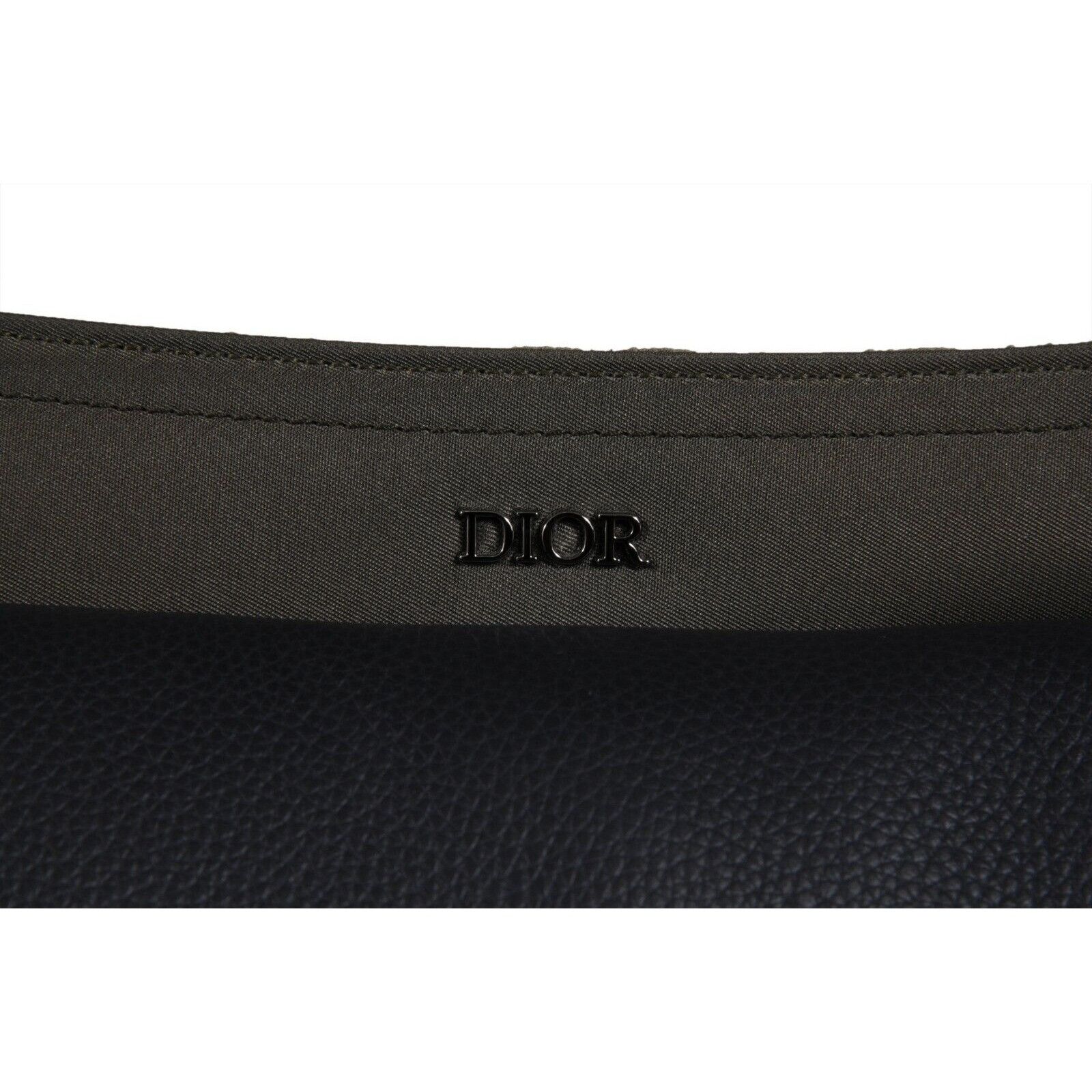 Dior × Sacai Saddle Messenger Bag Olive Green Navy Blue Leather - 02268 Size ONE SIZE - 4 Thumbnail