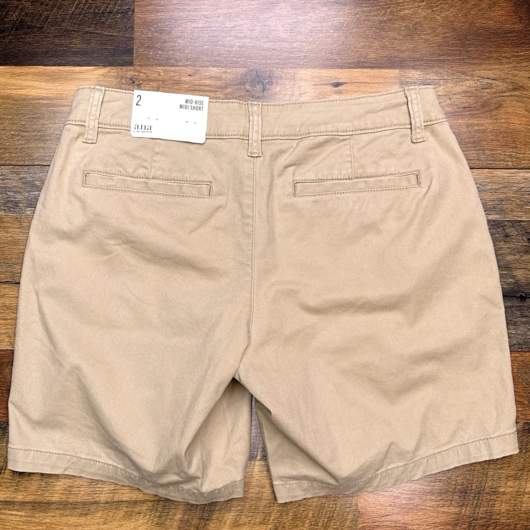 Vintage Ana a.n.a Mid Rise Midi Short Womens 2 Brown Cotton Spandex Twill Stretch Chino Zip Casual 6.5 In Inseam Womens Size 26" / US 2 / IT 38 - 2 Thumbnail