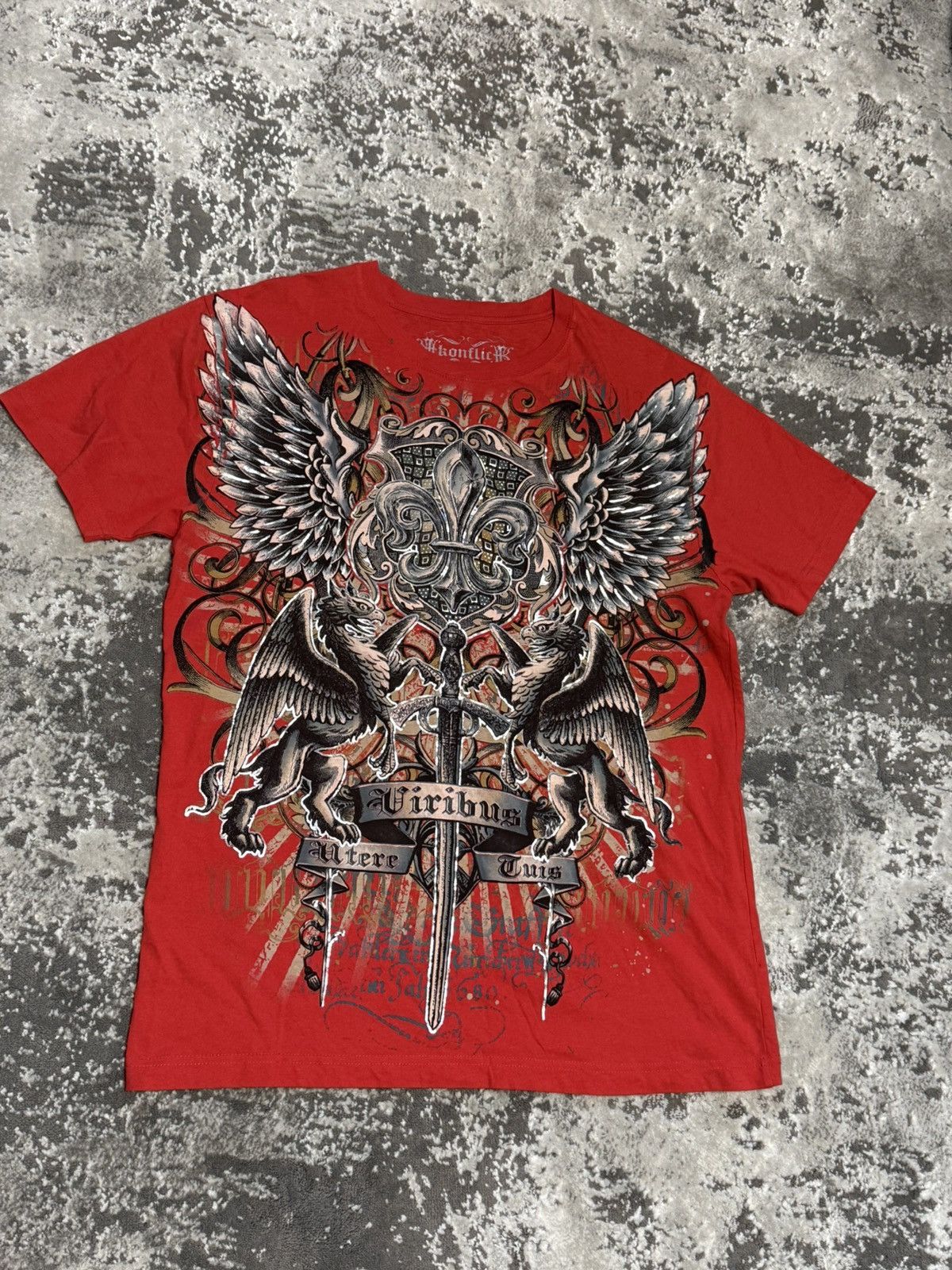 Affliction VINTAGE KONFLIC Y2K CROSS TRIBAL PRINT MADE IN USA T-SHIRT Size US L / EU 52-54 / 3 - 1 Thumbnail