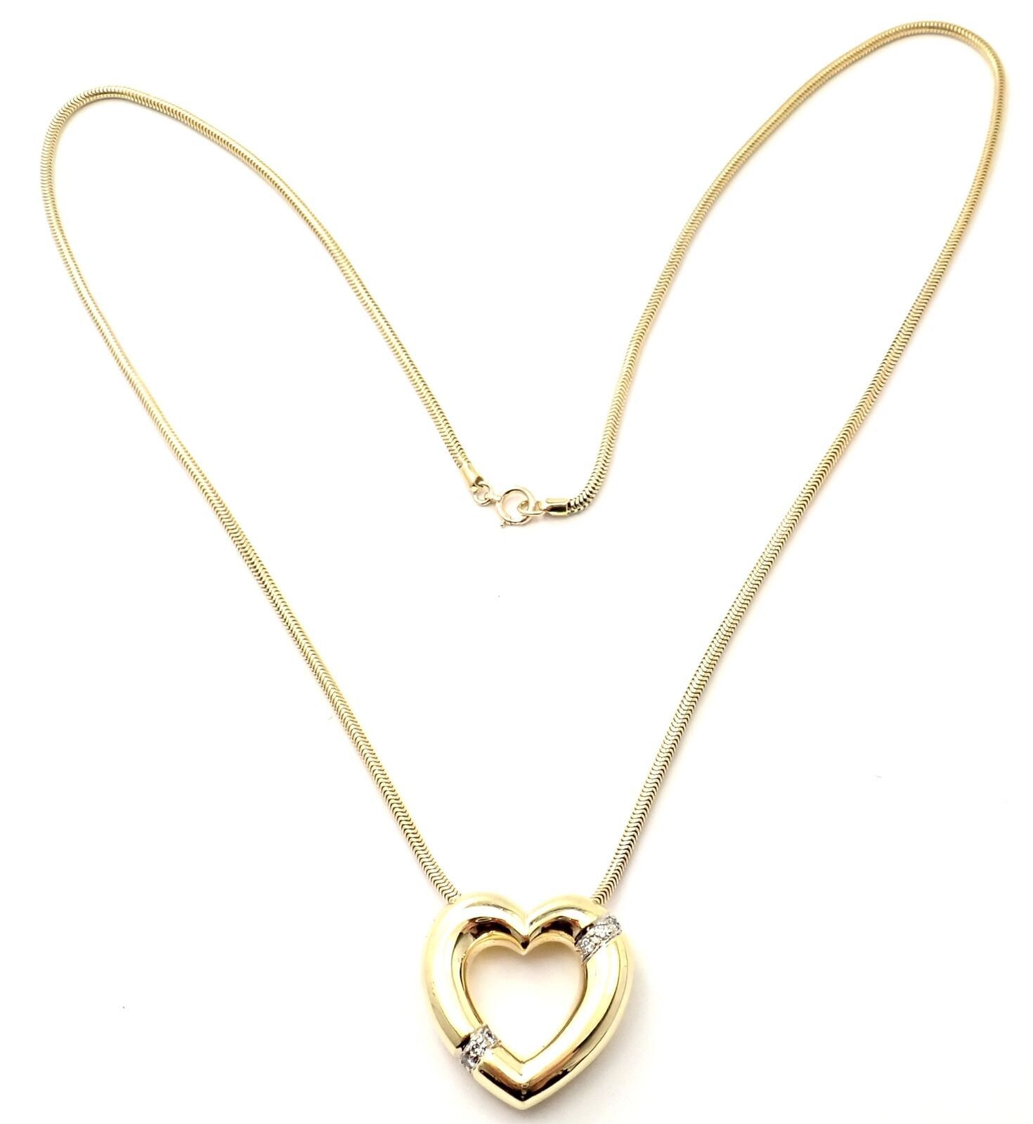 Picasso 18k Yellow Gold Diamond Heart Pendant Necklace