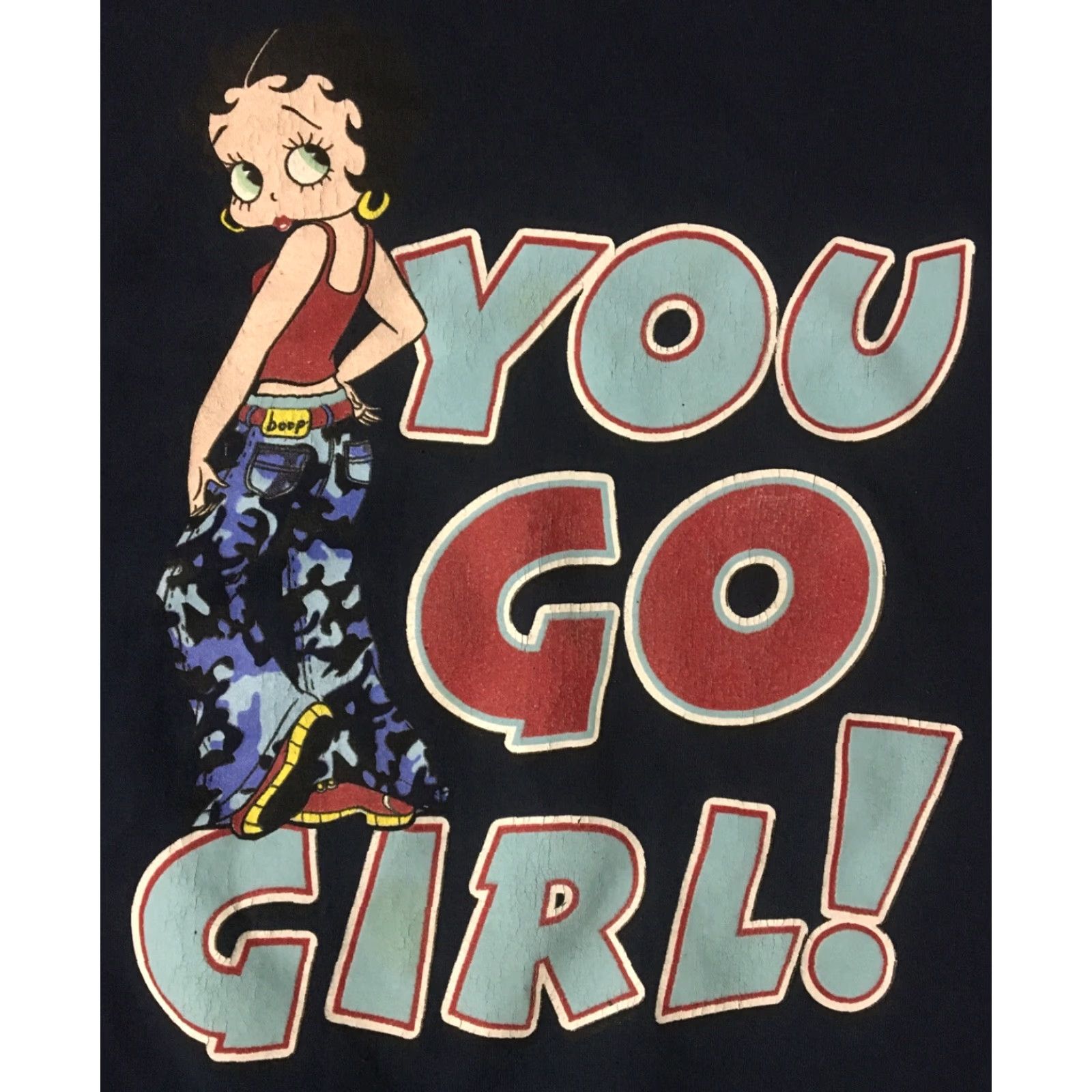 Vintage VINTAGE Betty Boop You Go Girl Sweatshirt XL Cartoon Hip Hop Retro Rap TV Movie 90s Men Blue Hoodie Pullover 80s 90s USA Disney Basketball | Mens Size US XL / EU 56 / 4 - 2 Thumbnail