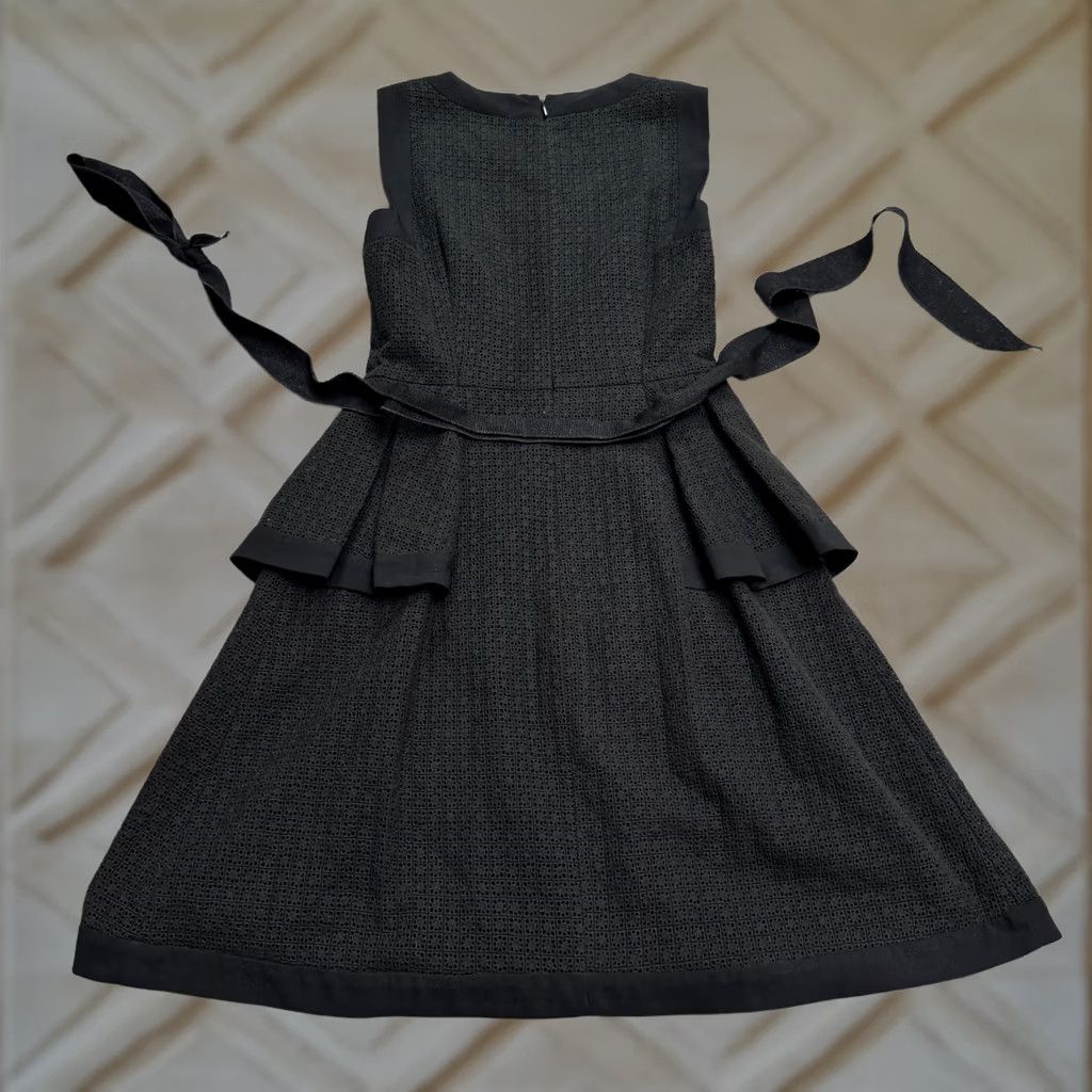 Nine West Nine West Belted Peplum A-Line Fit & Flare Dress Womens 6 Black Eyelet Textured Sleeveless Knitted? Wait Size M / US 6-8 / IT 42-44 - 1 Thumbnail