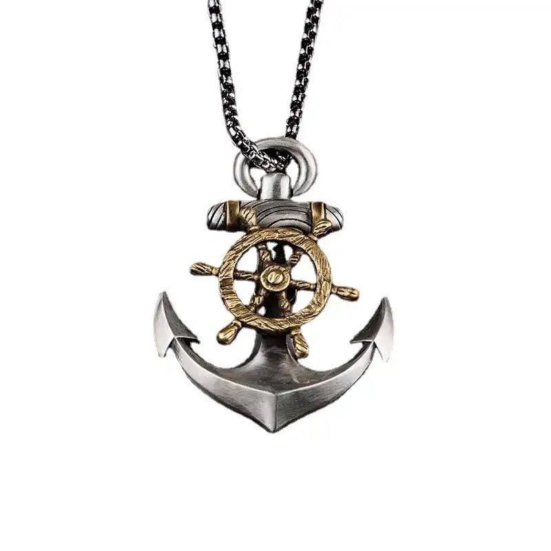 Jewelry × Vintage Vintage Punk Mythology Pirate Anchor Rudder Pendant Necklace Size ONE SIZE - 4 Thumbnail
