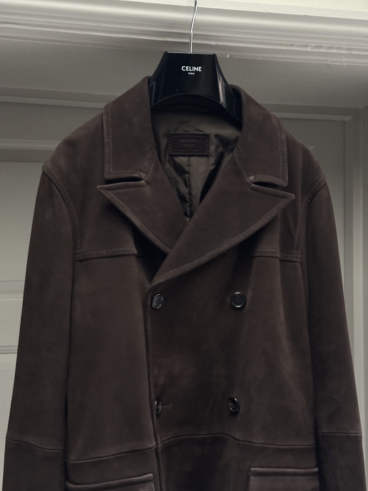 Prada Prada Double Breasted Leather Coat in Brown size IT 52 Size US L / EU 52-54 / 3 - 2 Thumbnail