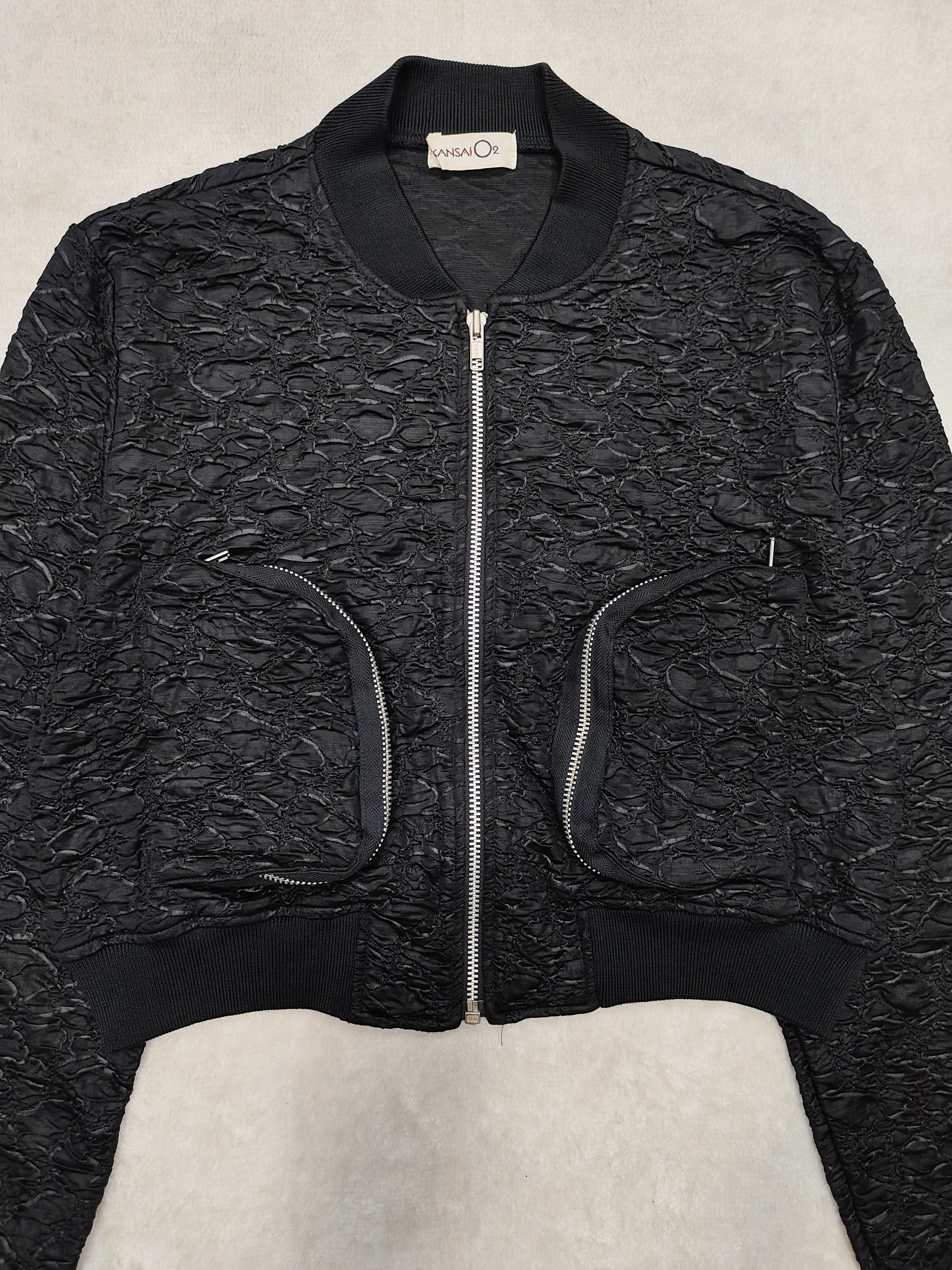 Kansai Yamamoto 80s Kansai 02- Archived Experimental Textured Cropped Bomber Size US M / EU 48-50 / 2 - 2 Thumbnail