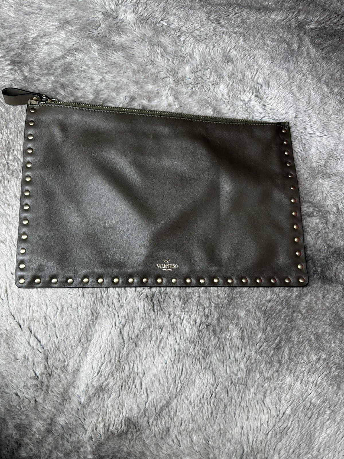 Gianni Valentino Valentino Garavani Rockstud Clutch Bag – Olive Green Leather Size ONE SIZE - 3 Thumbnail