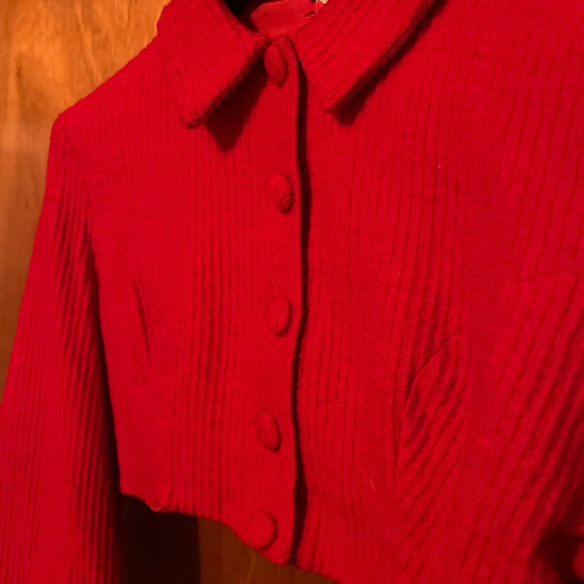 Vintage Rare red cropped button-up jacket. Size XS / US 0-2 / IT 36-38 - 2 Thumbnail