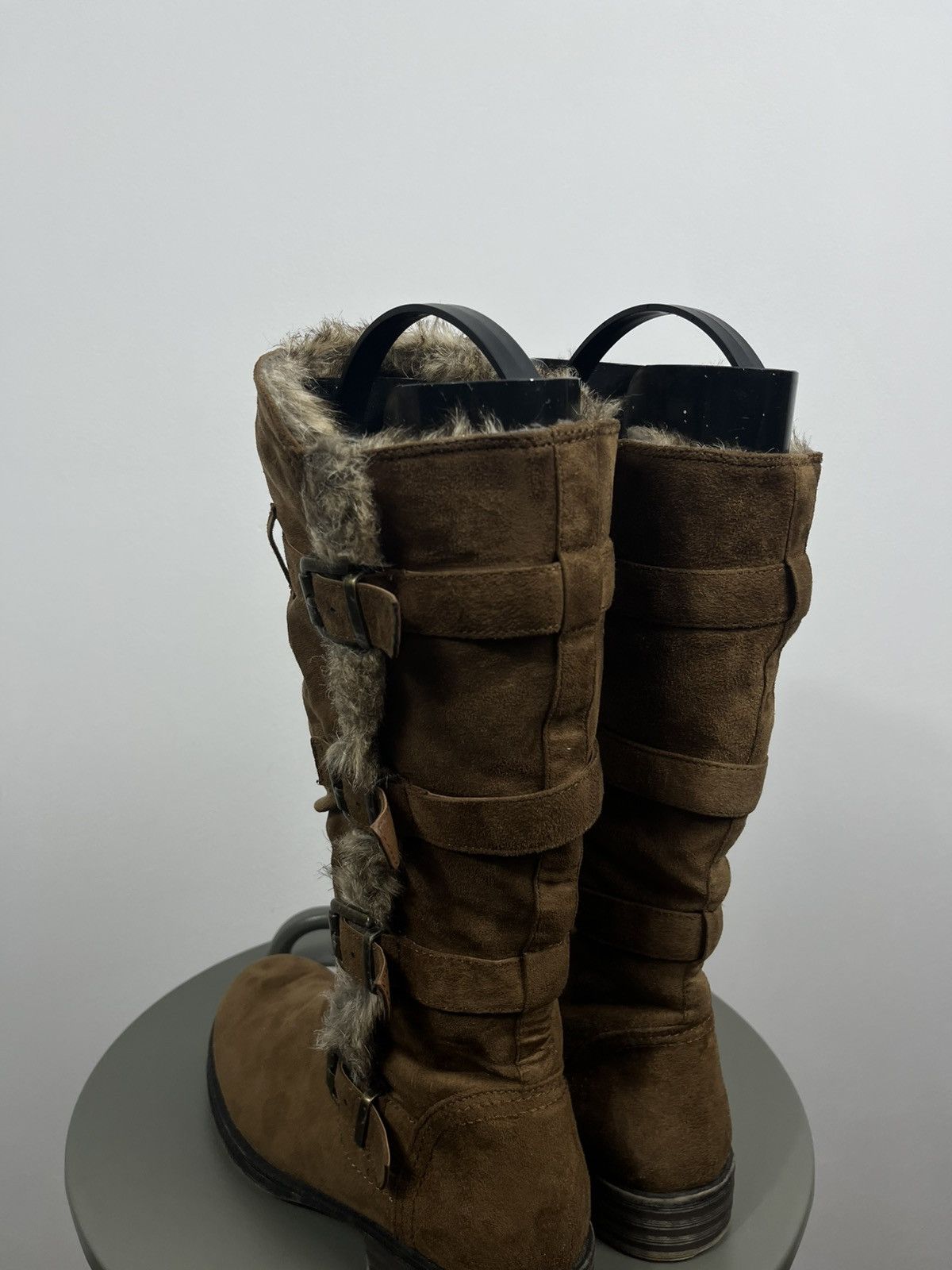 Other Women’s Suede Buckle Knee High Boots Faux Fur Biker EU 40 Size US 9 / IT 39 - 8 Thumbnail
