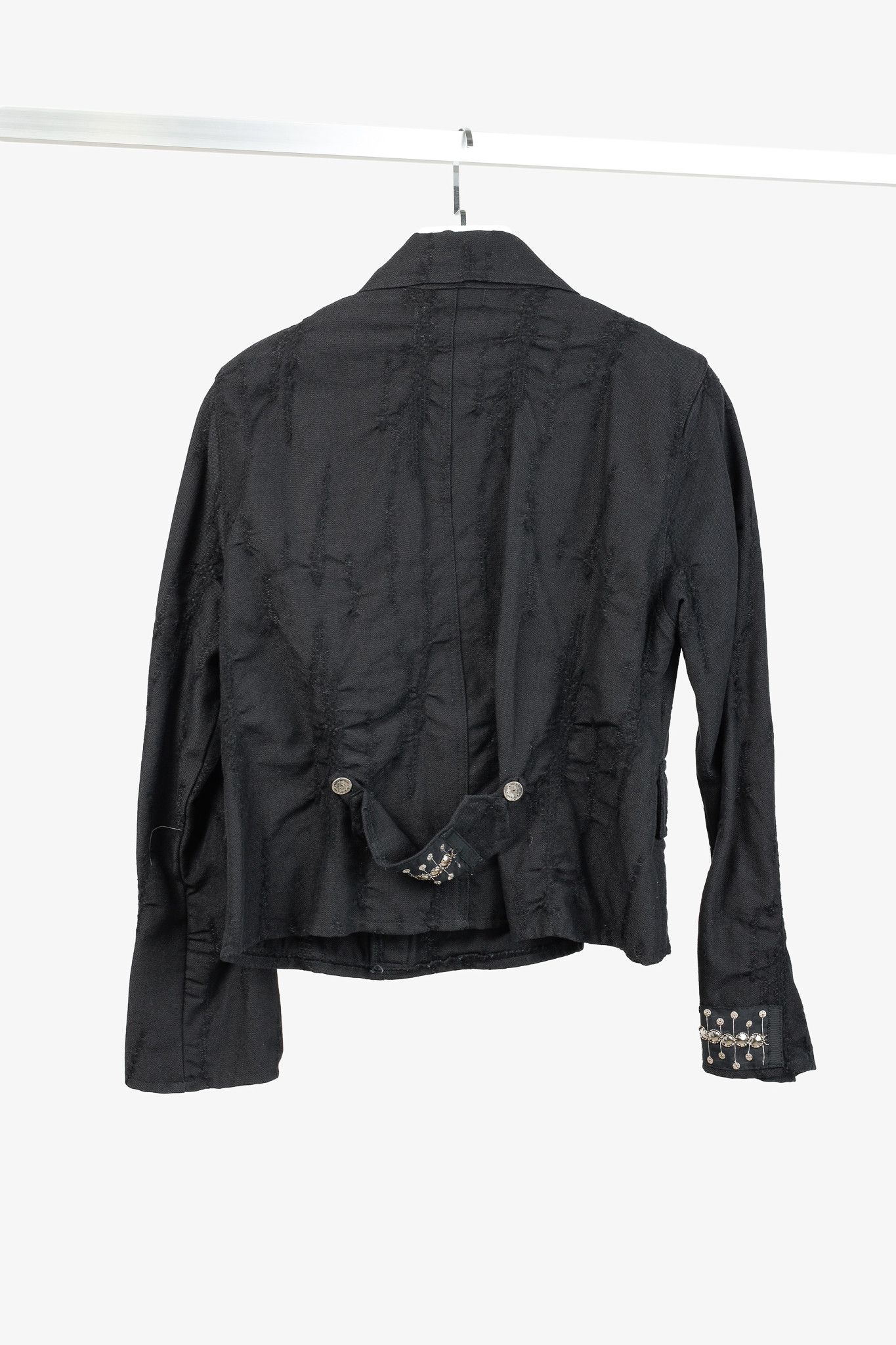 Other Caty Lesca Black Textured Wool & Cotton Metal-Accent Jacket Size L / US 10 / IT 46 - 2 Thumbnail