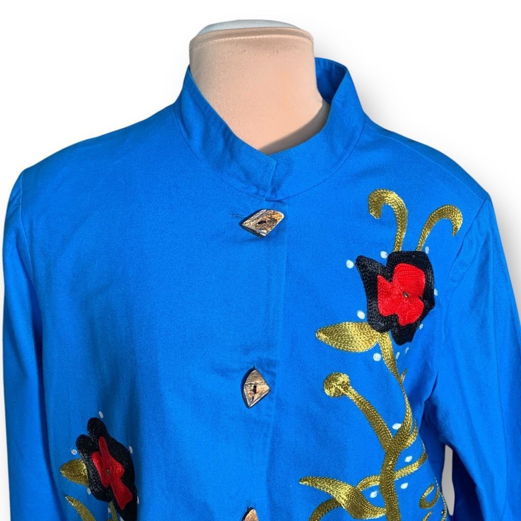 Vintage Vintage Indigo Moon Embroidered Blue Floral Embellished Asia Size XXL / US 16-18 / IT 52-54 - 3 Thumbnail