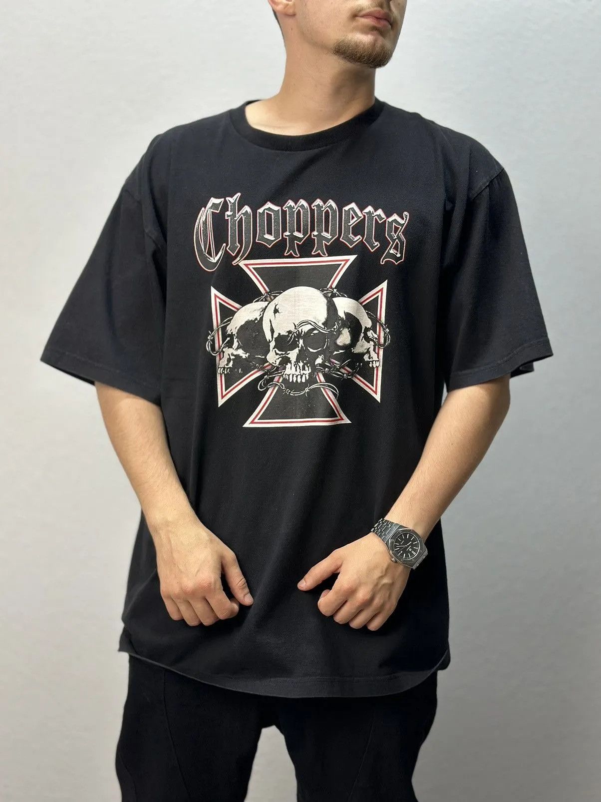 Harley Davidson Vintage West Choppers Black T-shirt Made USA Faded Y2K Size US XL / EU 56 / 4 - 3 Thumbnail
