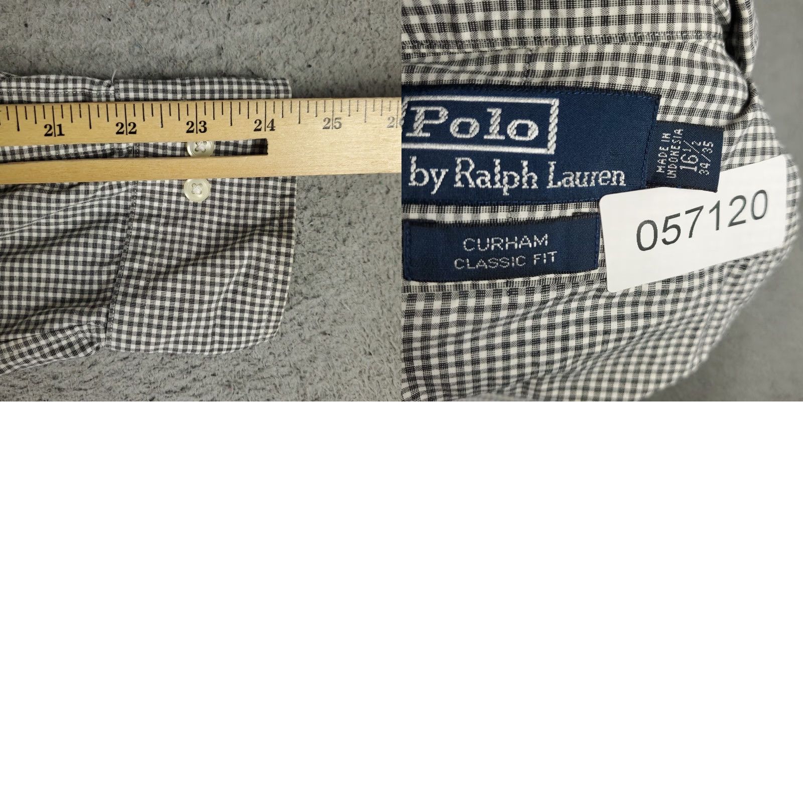 Ralph Lauren Ralph Lauren Dress Shirt Mens 16.5 Gray Check Cotton Button Up Long Sleeve, Non-Iron, Classic Fit, Regular, 16.5 Neck, Gray, Mens Size 42R - 8 Thumbnail