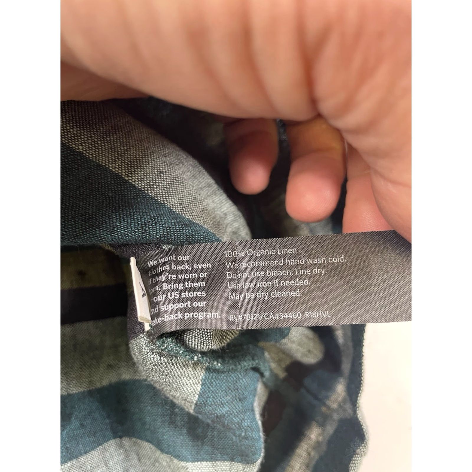 Eileen Fisher Eileen Fisher Blouse Shirt Teal Organic Linen Bateau Neck Striped 3/4 Sleeve Petite PM Women Sh Size M / US 6-8 / IT 42-44 - 7 Thumbnail