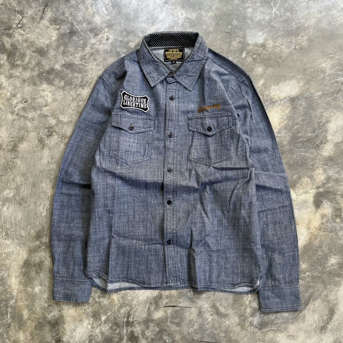 Japanese Brand The ETBX Work Clothing Motorcycle Denim Button up Shirt Size US M / EU 48-50 / 2 - 1 Thumbnail
