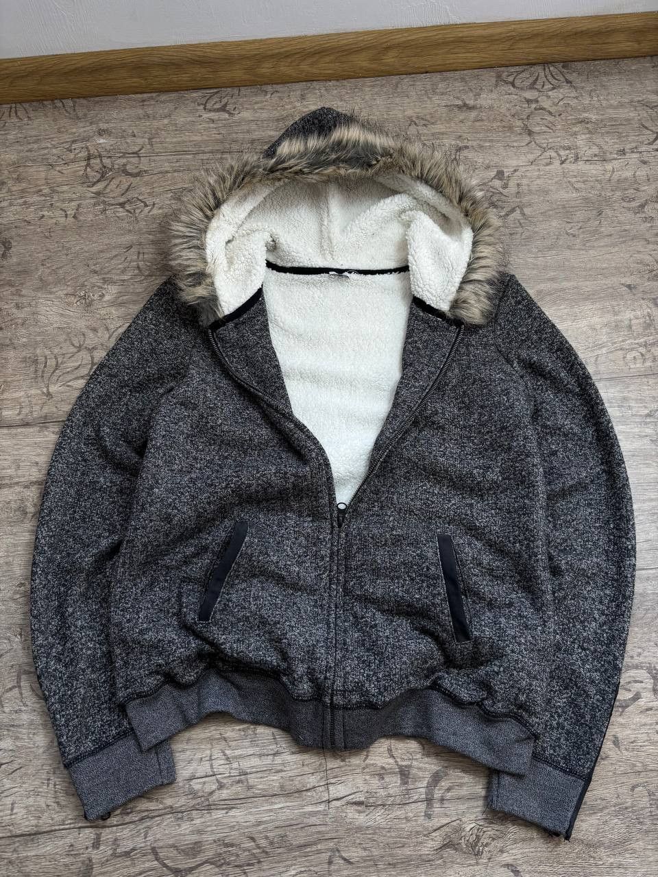 VTG Fur Rick Owens vibe Y2K Japanese Sherp Bomber Hoodie