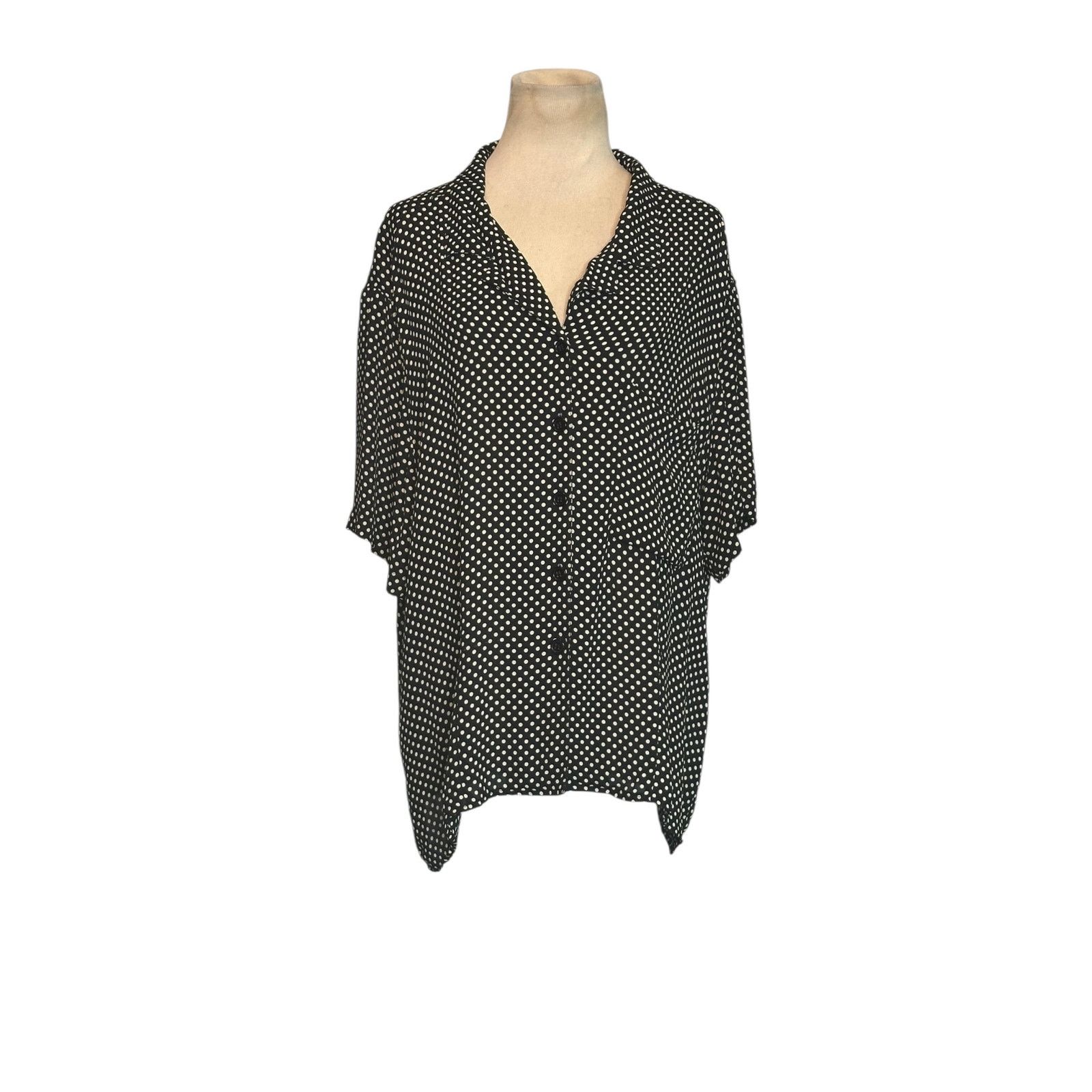 Jones New York Jones New York black cream polka dots casual shirt size 20W Size XXL / US 16-18 / IT 52-54 - 7 Thumbnail