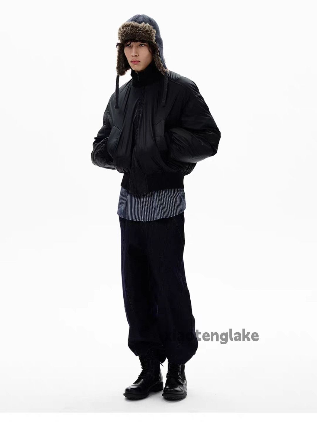 Unisex outdoor utility punk hiphop bomber puffer jacket