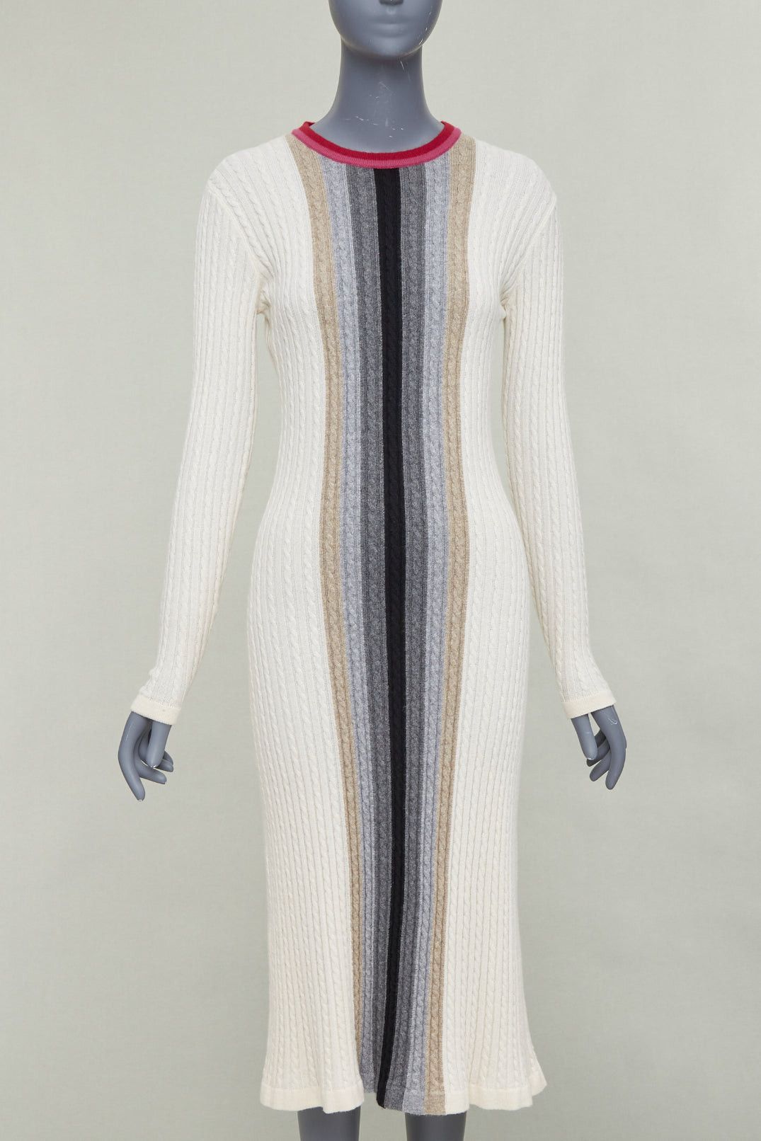 Other MARCO DE VINCENZO 100% cashmere cream colorblock striped ribbed knit dress FR38 M Size M / US 6-8 / IT 42-44 - 1 Thumbnail