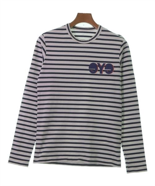 T-Shirts cut and sew border pullover White navy blue
