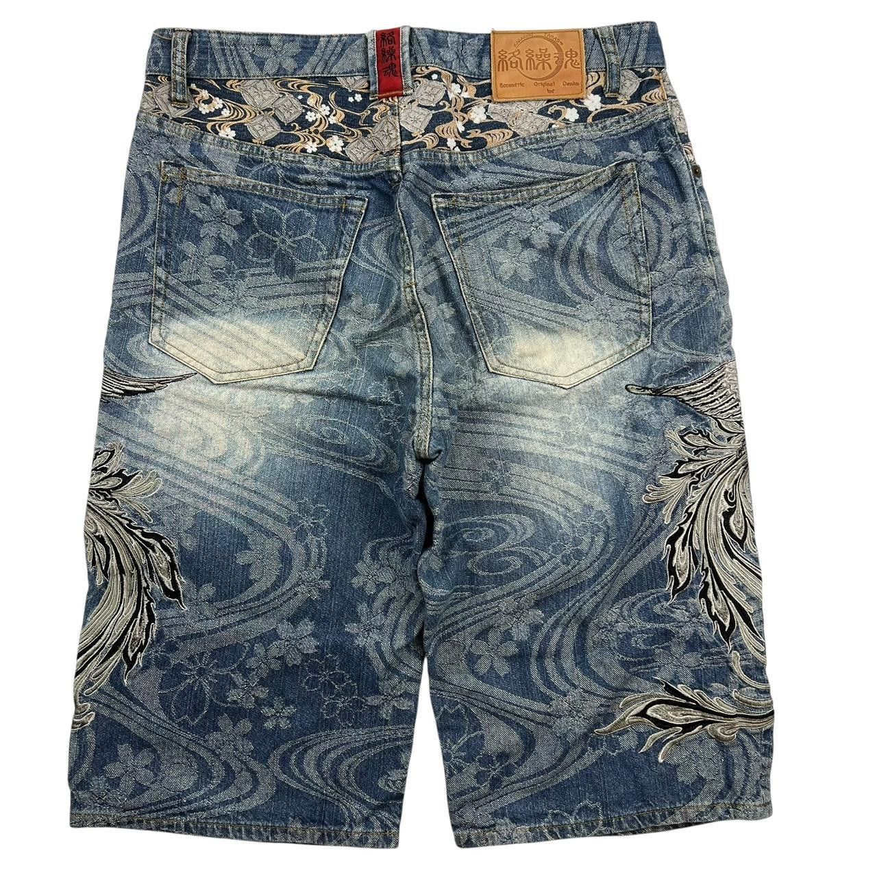 Karakuri Tamashii Karakuri Tamashii Embroidered Phoenix Denim Shorts Waist 34 Size US 34 / EU 50 - 2 Thumbnail